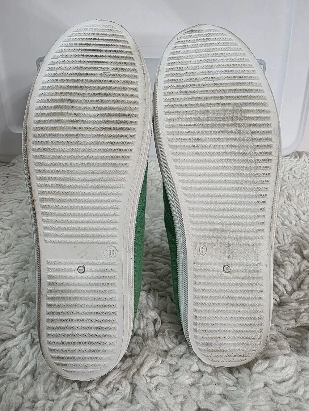 Shoes8teen Canvas Lace-Up Sneakers, Size:10, Color: Green, White Laces